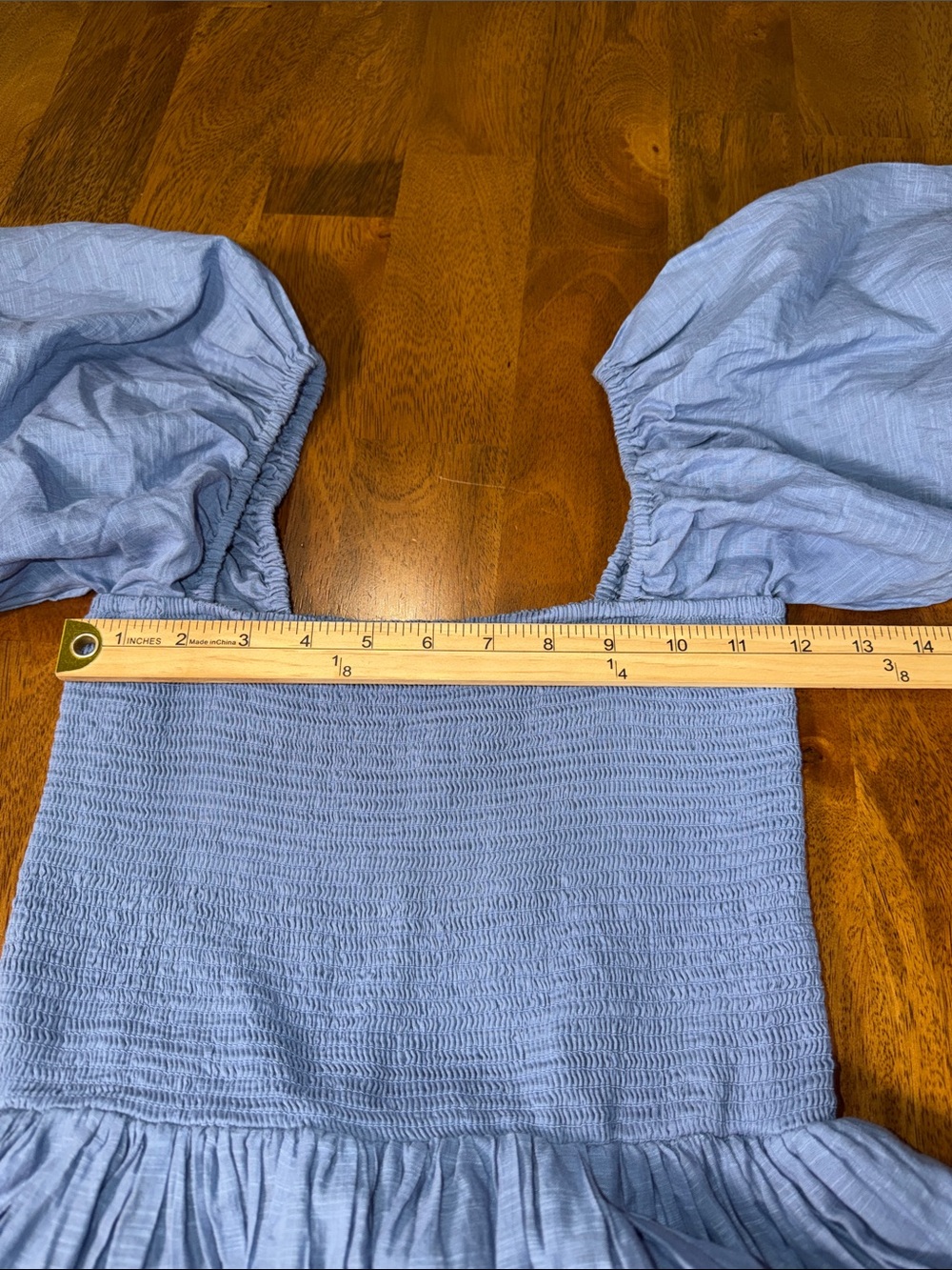 Free People perfect storm size S Blue Smocked Maxi Dress with Eyelet Hem - Picture 9 of 12